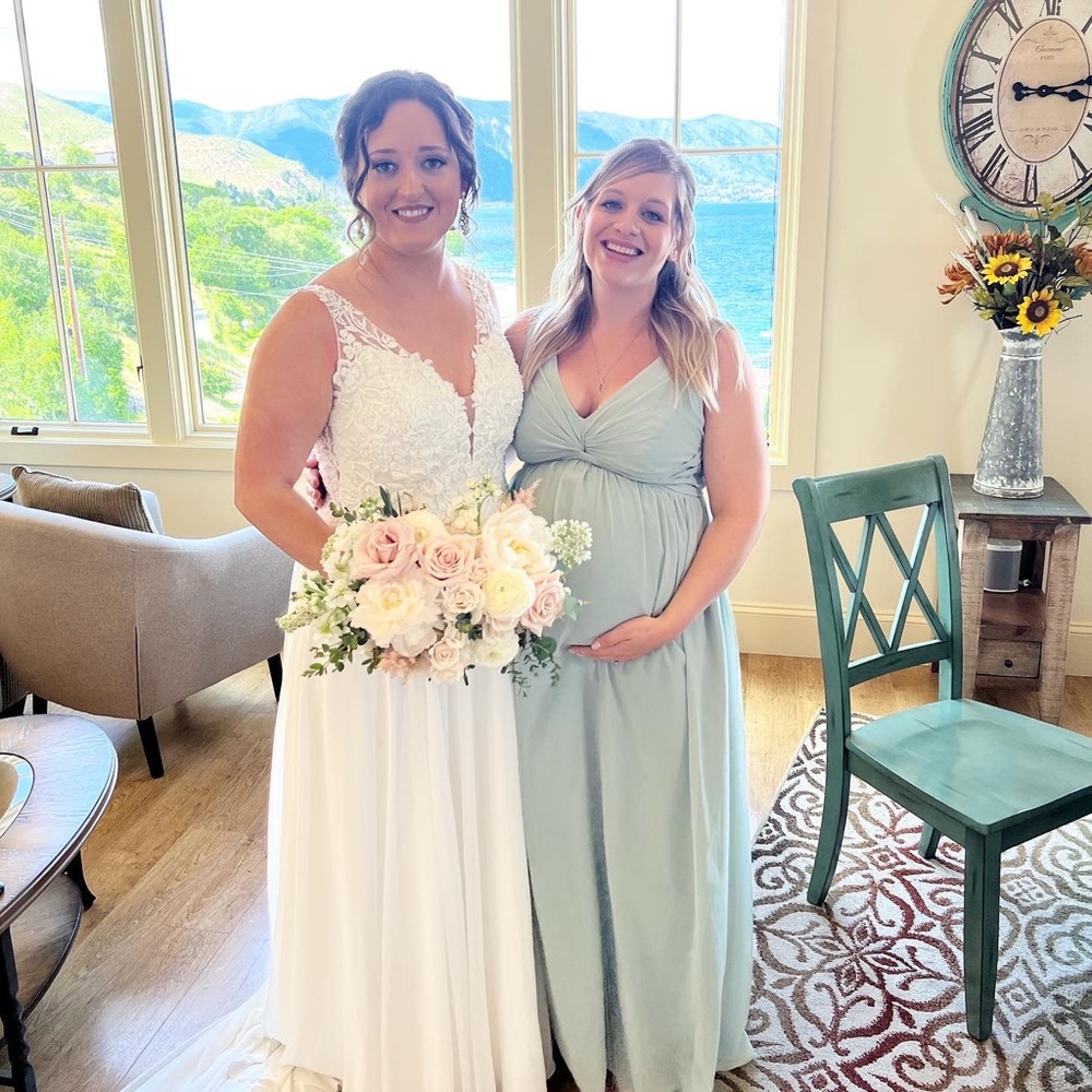 Azazie Yetta Maternity Bridesmaid Dress - Agave